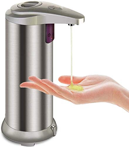Automatic Soap Dispenser, Touchless Soap Dispenser Equipped with Stainless Steel, Adjustable Switches, Infrared Motion Sensor Waterproof Base,Suitable for Bathroom Kitchen Hotel Restaurant