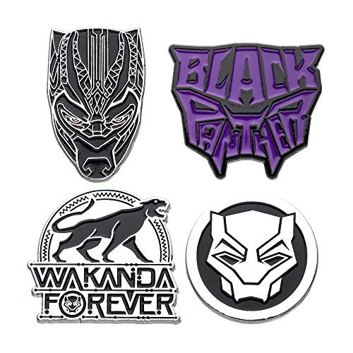 Marvel Comics Unisex Adult Black Panther Wakanda Forever Enamel Pin Set (4 Piece), Black/Violet, One Size