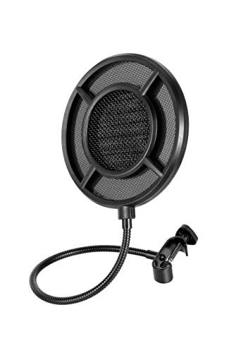 THRONMAX Professional Microphone Pop Filter Mask Shield For Any Other Microphone, Dual Layered Wind Pop Screen With A Flexible 360° Gooseneck Clip Stabilizing Arm