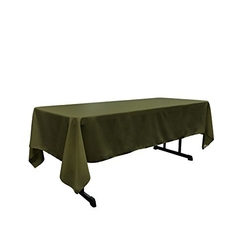 LA Linen Polyester Poplin Rectangular Tablecloth, 60 inch x 126 inch, Olive