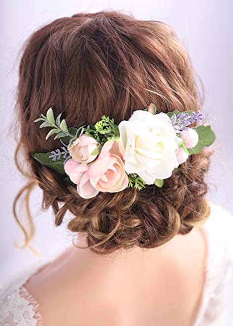 Kercisbeauty Pink and White Cute Hair Comb Prom Girl Floral Headpiece Wedding Brides Bridesmaids Flower Headband Handmade Soft Headband Flower Girl Kercisbeauty Pink and White Cute Hair Comb Prom Girl Floral Headpiece Wedding Brides Bridesmaids Flower Headband Handmade Soft Headband Flower Girl