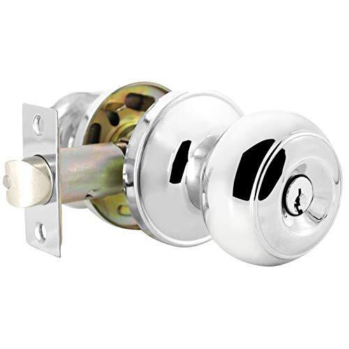 Keyed Entry Door Knob with Lock Polished Chrome Finished,1Pack