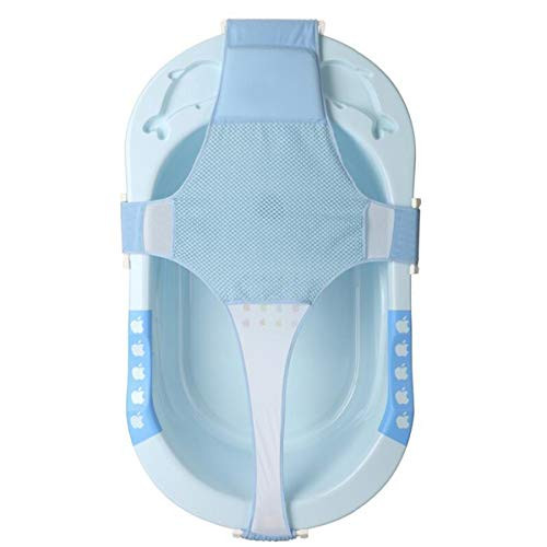 Adjustable Newborn Baby Bath Seat Support Net Summer Shower Net Bathtub Sling Shower Mesh Bathing Cradle Rings (Color : Blue)