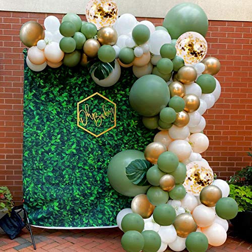Futureferry Olive Green Balloon Garland Arch Kit-132PCS Ivory White Gold Confetti Balloons Artificial Palm Leaves Retro Green Balloon and Gold Metallic Balloons for Baby Shower Birthday Wedding Anniversary Party Backdrop DIY Decoration Futureferry Olive Green Balloon Garland Arch Kit-132PCS Ivory White Gold Confetti Balloons Artificial Palm Leaves Retro Green Balloon and Gold Metallic Balloons for Baby Shower Birthday Wedding Anniversary Party Backdrop DIY Decoration