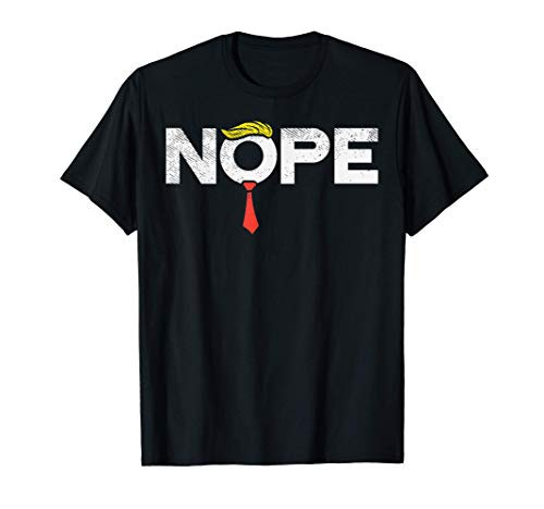Nope Anti-Trump Red Tie Wig Stop Donald Trump Funny Impeach T-Shirt