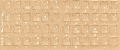 Sanskrit Keyboard Stickers - Labels - Overlays with White Characters for Black Computer Keyboard
