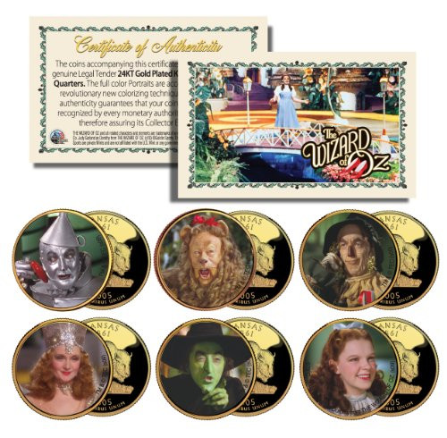 WIZARD OF OZ Kansas US Statehood Quarter 24K Gold Plated 6-Coin SetLicensed WIZARD OF OZ Kansas US Statehood Quarter 24K Gold Plated 6-Coin SetLicensed