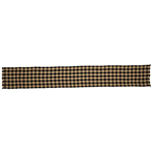 VHC Brands Burlap Check Fringed Cotton Primitive Tabletop Kitchen 13x90 Runner, Raven Black VHC Brands Burlap Check Fringed Cotton Primitive Tabletop Kitchen 13x90 Runner, Raven Black