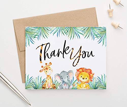Safari Thank You Cards with Envelopes (FOLDED, Blank Inside), Zoo Thank You Notes for Baby Shower Thank You Cards, Your Choice of Quantity and Envelope Color Safari Thank You Cards with Envelopes (FOLDED, Blank Inside), Zoo Thank You Notes for Baby Shower Thank You Cards, Your Choice of Quantity and Envelope Color