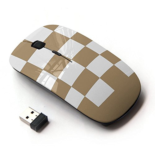 Graphic4You Checkered Pattern Design Ergonomic Wireless Mouse with Nano Receiver (Tan)