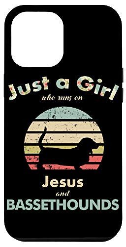 iPhone 12 Pro Max Just A Girl Who Runs on Jesus and Bassethounds Case