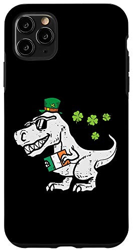 iPhone 11 Pro Max Leprechaun T-Rex Irish Dino-Saur Boys St Patricks Day Kids Case