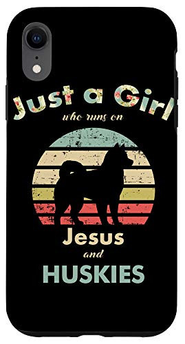 iPhone XR Just A Girl Who Runs on Jesus and Huskies Case