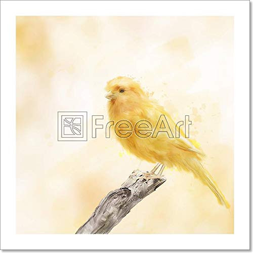 Yellow Bird Watercolor Paper Print Wall Art (8in. x 8in.)