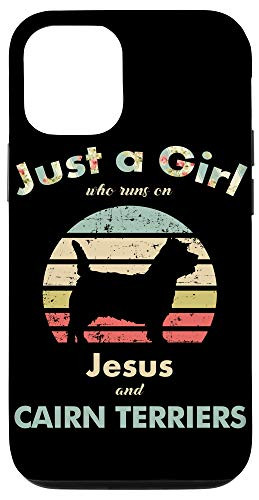 iPhone 12/12 Pro Just A Girl Who Runs on Jesus and Cairn Terriers Retro Dog Case