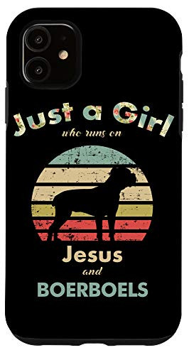 iPhone 11 Just A Girl Who Runs on Jesus and Boerboels Retro Dog Case