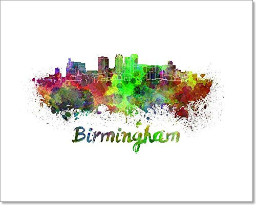 Birmingham Skyline In Watercolor Paper Print Wall Art (8in. x 10in.)