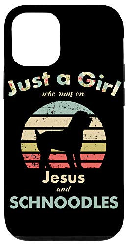iPhone 12/12 Pro Just A Girl Who Runs on Jesus and Schnoodles Retro Dog Case