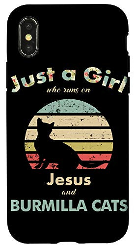 iPhone X/XS Just A Girl Who Runs on Jesus and Burmilla Cats Retro Cat Case