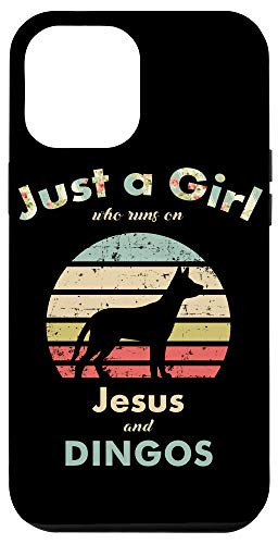 iPhone 12 Pro Max Just A Girl Who Runs on Jesus and Dingos Retro Vintage Dog Case