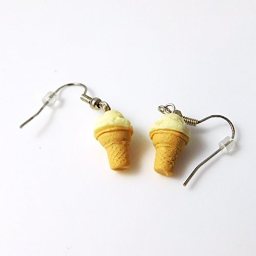 Vanilla Ice Cream Cone Earrings on Sterling Silver Hooks