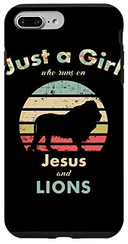 iPhone 7 Plus/8 Plus Just A Girl Who Runs on Jesus and Lions Retro Lion Gift Case