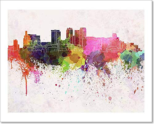 Birmingham Al Skyline In Watercolor Background Paper Print Wall Art (8in. x 10in.)