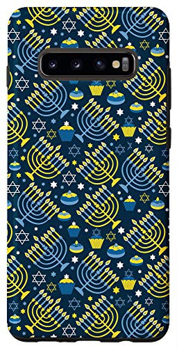 Galaxy S10plus Cute Hanukkah Phone Case Menorah Pattern Stars Holiday Gift Case