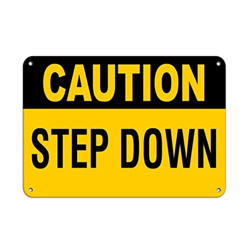 Caution Step Down Hazard Watch Your Step Funny Yard Decorative Signs for Outdoors Home Metal Aluminum Sign
