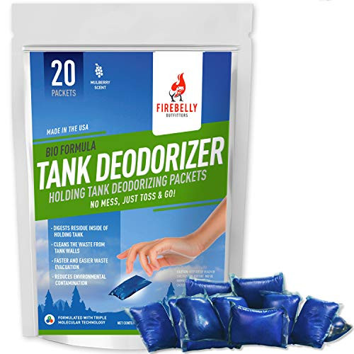 RV Septic Tank Treatment, Holding Tank Deodorizer plus Waste Digester plus Cleaner - 20 Packets, Mulberry  Sewer Solution, Marine Camper Portable Toilet Chemicals, Odor Eliminator, Formaldehyde Free, USA