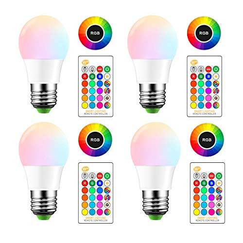 LED Light Bulb with Remote Control, ALLOMN E27 RGBW Multi-color Changing Dimmable with Memory Function E27 Mood Lighting for Home Decor Stage Party (Cool White 10W)
