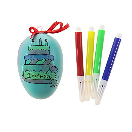suoryisrty DIY Painting Easter Eggs Decoration with 4 Coloring Pen,Simulation Eggs for Ornaments for Kids/Basket/Tree,Children Early Educational Toy