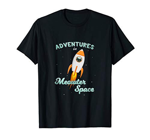 Cat Space Shirt Rocket Ship Outer Space Adventure Tee