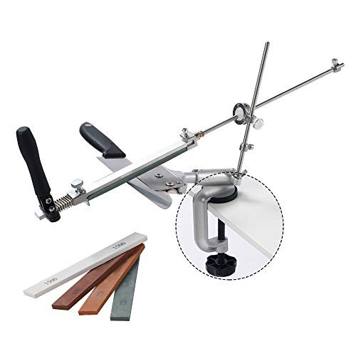 S SMAUTOP 360 ° Adjustable Stainless Steel Knife Sharpener Rotation Fixed-Angle Knife Sharpener Pro RX-008 Professional Kitchen Sharpening Tool Set With 4 Grindstones