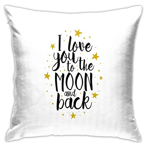 GULTMEE Pillow Covers 18x18 Inch,I Love You to The Moon and Back Doodle Stars Hand Writing Inspirational,Pillow Case for Sofa Decorations