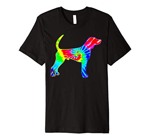 Tie Dye Dog Hippie Black and Tan Coonhound Dog Premium T-Shirt