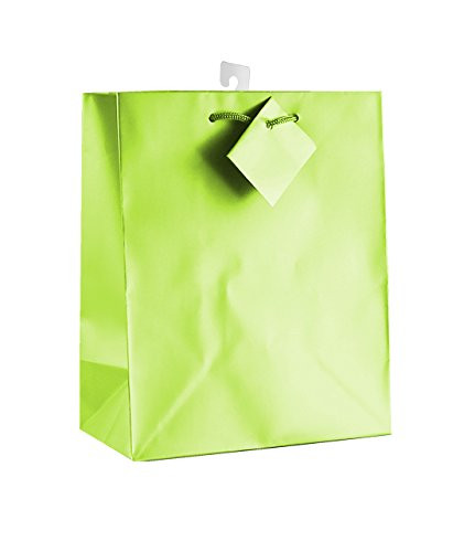 12-PC Solid Color Gift Bags, Matt Laminated, Lime Color