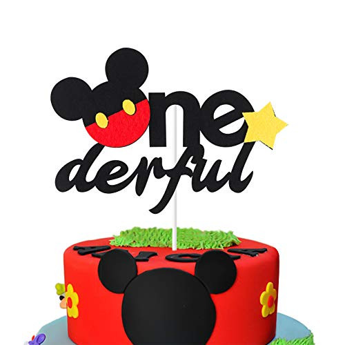 MALLMALL6 Mickey Inspired One Birthday Cake Topper, Onederful First Birthday Cake Topper Party Cake Decoration Supplies for Boys and Girls MALLMALL6 Mickey Inspired One Birthday Cake Topper, Onederful First Birthday Cake Topper Party Cake Decoration Supplies for Boys and Girls
