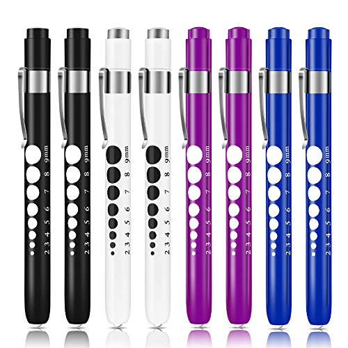 Pen Light with Pupil Gauge LED Medical Pen Lights for Nurses Doctors, 8 Pack Medical Penlight Nurse Penlight for Nursing Students