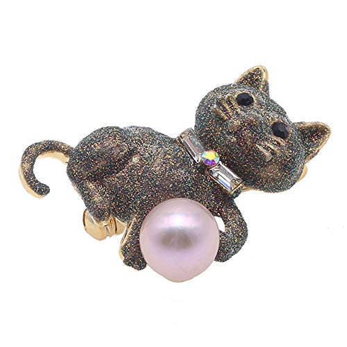 JYX Pearl Animal Cat Brooch Lavender Freshwater Cultured Pearl Brooches Pins for Women JYX Pearl Animal Cat Brooch Lavender Freshwater Cultured Pearl Brooches Pins for Women