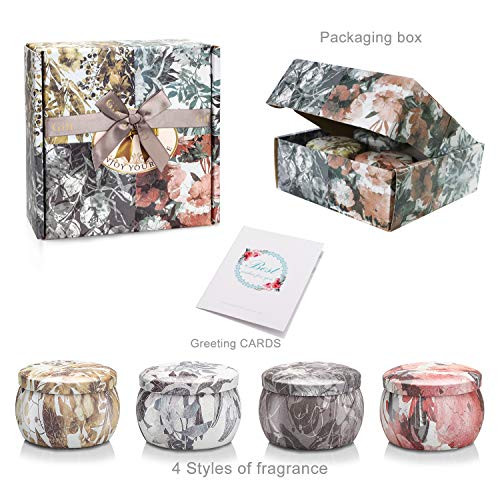 Scented Candles Gift Set, Soy Wax 4.4 oz Tin Candles Gift for Women Host with Strongly Fragrance for Relax 4 Pack Scented Candles Gift Set, Soy Wax 4.4 oz Tin Candles Gift for Women Host with Strongly Fragrance for Relax 4 Pack