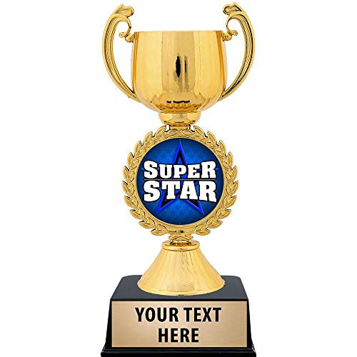 Crown Awards Personalized Super Star Trophy, 7.25 inch Gold Cup Super Star Trophies with Free Custom Engraving 1 Pack Prime