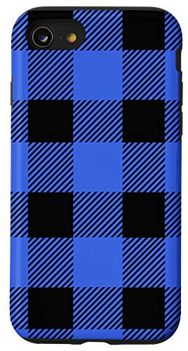 iPhone SE (2020) / 7 / 8 Blue (Royal) Buffalo Plaid Check Fall Checkered Pattern Gift Case