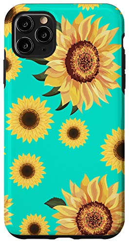iPhone 11 Pro Max sunflower with Turquoise Pattern Yellow Flower Case