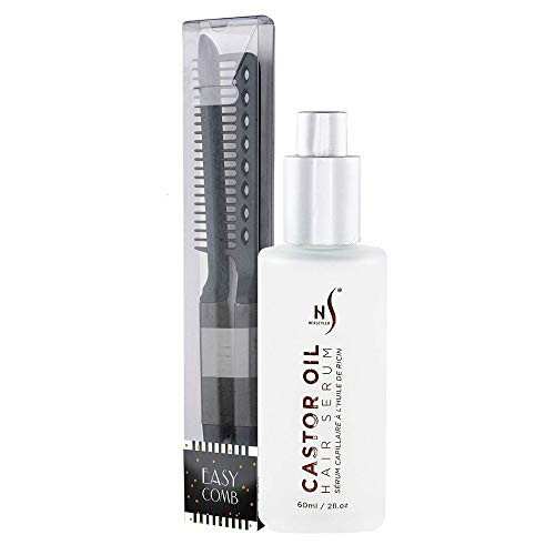 Herstyler Castor Oil Hair Serum and V Comb (Black) Set