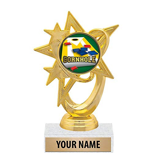 5.5 inch Gold Cornhole Trophies, Custom Astral Star Cornhole Trophy Award Prime 5.5 inch Gold Cornhole Trophies, Custom Astral Star Cornhole Trophy Award Prime