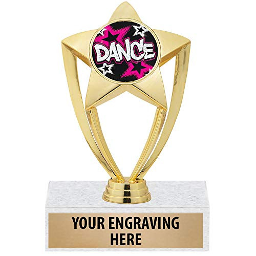 6 inch Gold Star Dancing Trophies - Customized Glitter Dance Trophy Award Prime