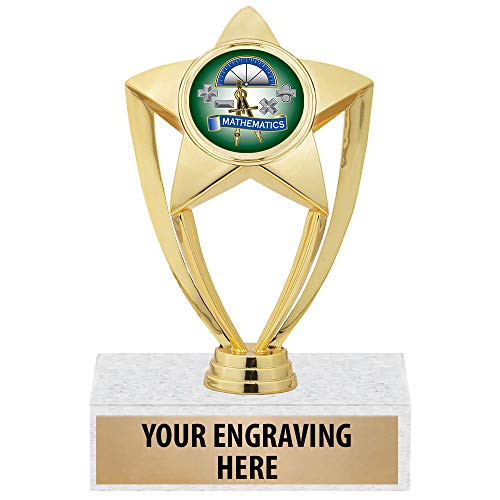 Math Trophy - 6 inch Gold Star Academic Mathematics Trophy Awards Prime