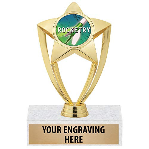 Rocketry Trophy - 6 inch Gold Star Rocketry Science Trophy Awards Prime