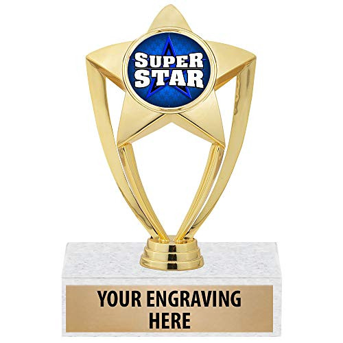 Super Star Trophy - 6 inch Gold Star Employee Recognition Trophy Awards Prime
